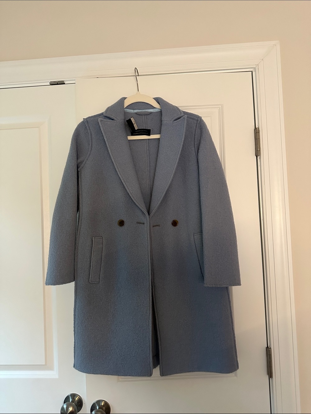 J. Crew Light Blue Daphne Double-Breasted Italian Wool Pea Coat